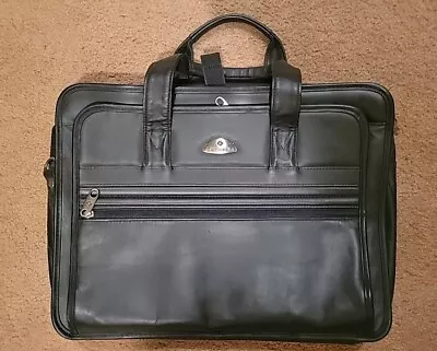 Samsonite Black Leather Briefcase Attache Laptop Bag 16 X 12  X 4  Slightly Used • $14.99