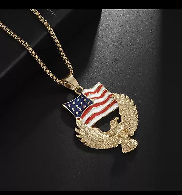 Elvis Presley TCB NY 1972 Eagle Flag Concert Jumpsuit Stage Men Wedding Necklace • $18.90