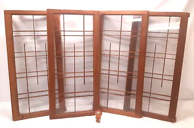 Vintage Japanese Shoji Sliding Door Window Panels SLATTED GLASS X 4 Screens #9 • $280