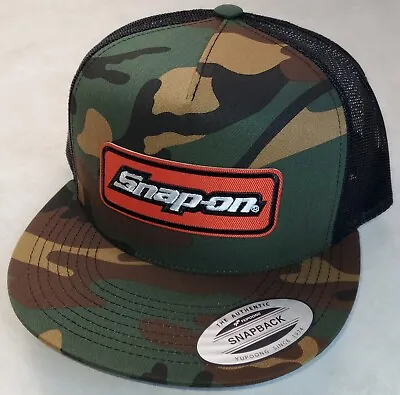 Snap-on Patch Yupoong Trucker Hat /YP Classic 6006/5 Panel Snapback Camo/Black • $21.72