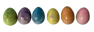 Polished Alabaster/Marble Eggs Exquisite Vibrant Colors Set Of 6 Vintage • $55