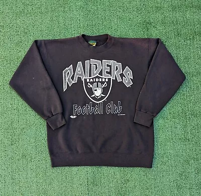 Vintage 90s Oakland Los Angeles Raiders NFL Crewneck Sweatshirt Black Large • $19.99