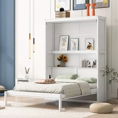 Full Size Murphy Bed  Wall Bed Frame With Shelves For Kids Adult US Stock • $1010.70