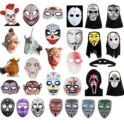 Scary Halloween Masks Clown Evil Horror Spooky Fancy Dress Party Accessory • £15.18