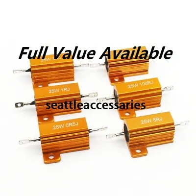 10pcs 25W Golden Aluminium Shell Load Power Resistor Wirewound Various Values • $10.99