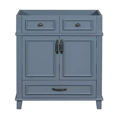 30  Solid Wood Bathroom Vanity Cabinet Blue Soft-Closing Doors • $235.18