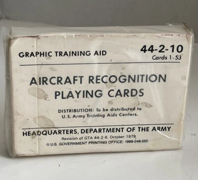 $17.99 • Buy SEALED Vintage 1979 US Army Aircraft Recognition 53 Playing Cards Deck 44-2-6