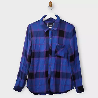 Rails Shirt Womens Medium Cobalt & Violet Hunter Button Down Plaid Flannel • $25