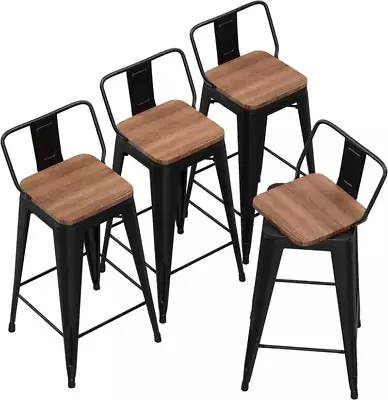 24 Inch Swivel Bar Stools Set Of 4 Counter Height Stools Industrial Metal Barsto • $256.63
