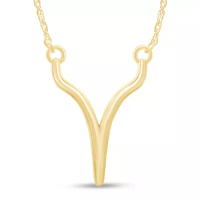 V Chevron Antler Shaped Pendant Necklace 14K Yellow Gold Plated Sterling 18  • $45.99