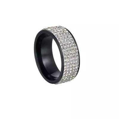 Unisex CZ Stainless Steel Ring Men/Women's Wedding Band Rings Gold Silver 8-10 • $6.99