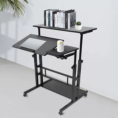 Mobile Rolling Computer Desk Laptop Table Stand W/ Wheel Home Office Workstation • $69.99
