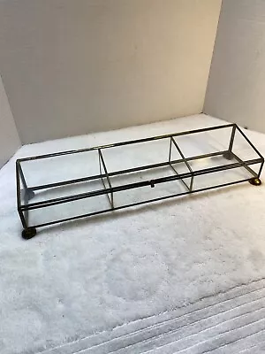 Vintage Brass Tone Metal & Glass Display Case • $45