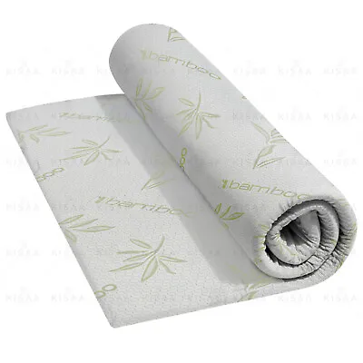 Memory Foam Mattress Topper With BAMBOO Cover 2.5cm & 5cm Thick All Sizes • £38.95