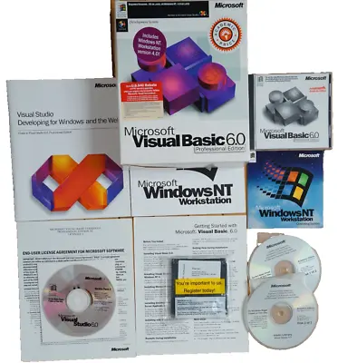 Microsoft Visual Basic Professional 6.0 PRO VB 6 + NT 4.0 For Windows 7 8 10 11 • $169.99