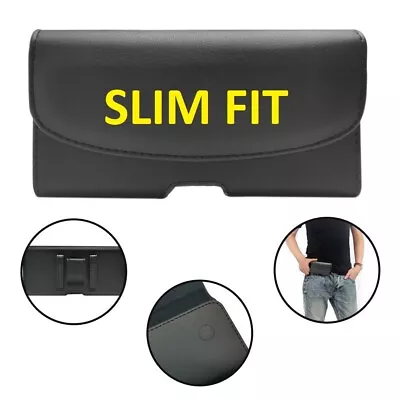 Slim Fit Leather Rugged Cell Phone Holder  Holster Pouch Clip Belt Carrying Case • $10.49