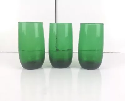 Vintage Green Depression Glass Juice Glasses Set Of Three Emerald Forest Green • $11.89