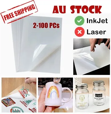 A4 Transparent Clear Glossy Self Adhesive Sticker Paper Label Inkjet Printer AU • $5.25