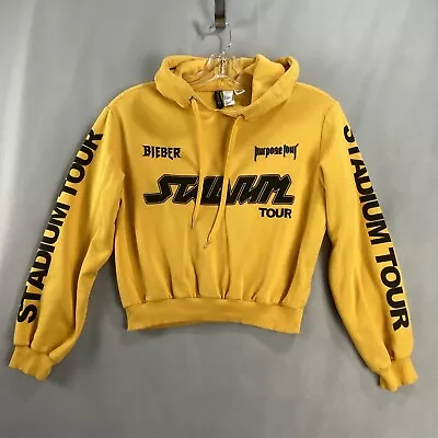 Justin Bieber Purpose Tour Stadium Sweatshirt Small Yellow Crop Hoodie • $9.36