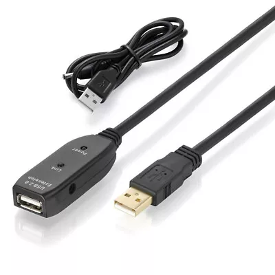 $22.50 • Buy USB 2.0 Active Repeater Extender Male To Female M/F Extension Cable Builtin I...