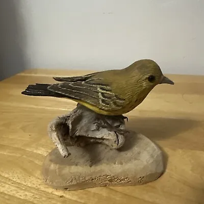 Hugh Moss Hand Carved Hand Painted Wood Yellow Warble  Bird Beulah Michigan • $195