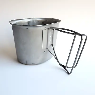 Us Military Stainless Steel 1 Quart Water Canteen Cup Wire Handle Ln • $11.48