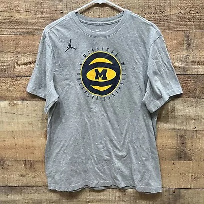 The Nike Tee Jordan Gray T Shirt Michigan Wolverines Basketball Mens Size Large • $20