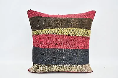 Vintage Kilim Throw Pillow Throw Kilim Pillow 20 X20  Pink Cushion • $7.48