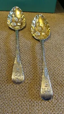 £125 • Buy A Pair Of HALLMARKED Silver , Berry Spoons