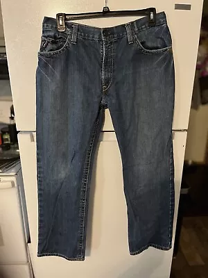 Ariat Men's M4 FR Low Rise Boot Cut Denim Blue Jeans Size 36x30 • $45