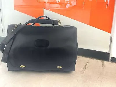 Vintage Galanos Black Ribbed Rubber Synthetic Briefcase Carry Bag & Strap RARE • $99.99