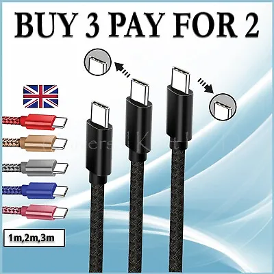 £3.29 • Buy USB C To USB C Fast Charger PD Dual Type C Charging Data Sync USB Cable 1M, 2M