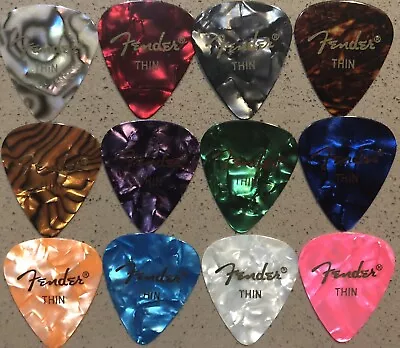 Fender Guitar Picks Mixed Colour X 12 - Thin (0.46mm) • $11.50