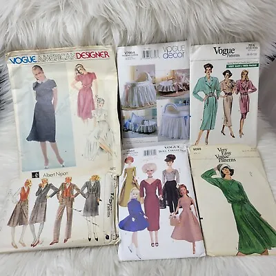 Vintage Vogue Pattern Lot Of 6 (2 Uncut) 2472  8163 7864 7384 9099 7010 • $29.99