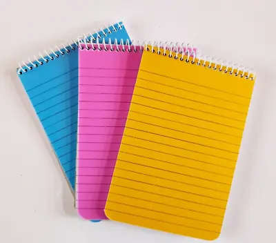 Pack Of 3 A6 Note Pads Spiral Multi-coloured Neon Ruled Notebook Notepad • £3.25
