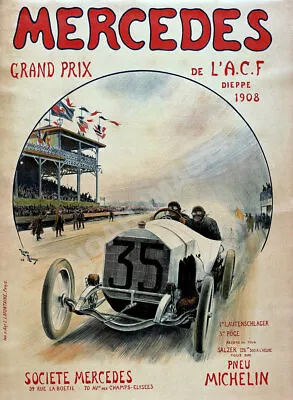 Mercedes Grand Prix ACF Vintage Auto Race Poster 16x20 • $9.95