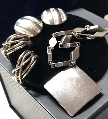 VtG MCM Charm Silver Tone Bracelet & 2pr-EARRINGs-1-925 VtG Jewelry Lot NICE • $5.95