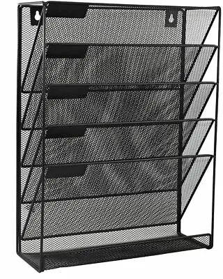 Strong Wall Mounted 6 Tiers Magazine Literature Holder Rack Hanging File Paper • £19.19