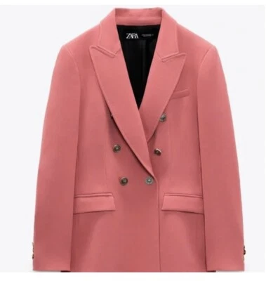 $45.68 • Buy NWT ZARA DOUBLE BREASTED LONG BLAZER - Dusty Pink