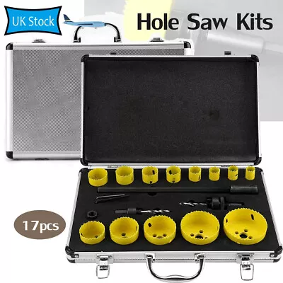 17PCS HOLE SAW CUTTER SET Round/Circular Drill Cutting Case Kit Metal/Alloy/Wood • £35.89