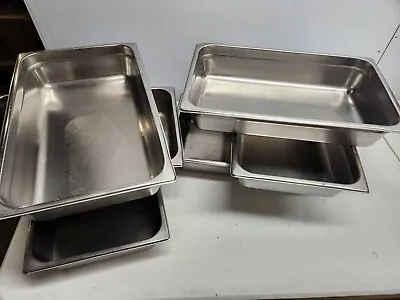 Lot Of 6 Full Size Stainless Steel SS Steam Table Insert Pans 4  Deep • $74.99