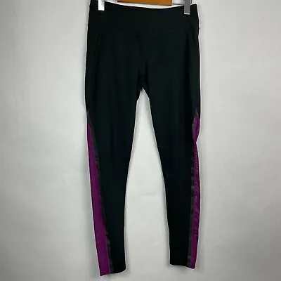 Oakley Mid Rise Full Length Athletics Leggings Purple Mesh Leg Size Medium • $14.99