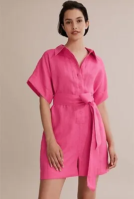 $65 • Buy Country Road Pink Organic French Linen Playsuit Size 6 Relaxed Short Sleeve