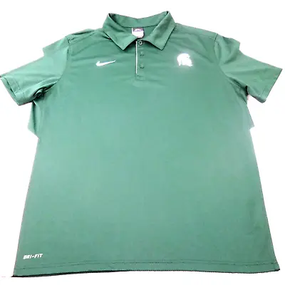 Nike Fit Dry Men's Polo Shirt Size Large Green Michigan State Spartan Authentic • $15