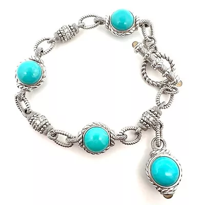 Judith Ripka Diamonique Sterling Link Bracelet Turquoise/CZ/Citrine Accent-A2592 • $119.99