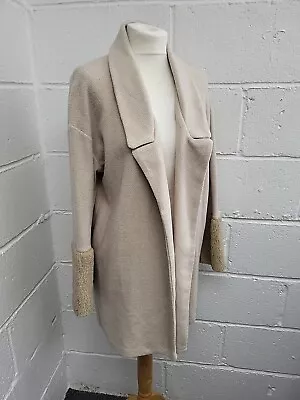 Zara Trafaluc Cream Open Longline Jacket With Faux Fur Cuff.Size Small.PW2003726 • $16.42