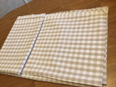Laura Ashley Taupe Cream Ivory Gingham Cotton Fabric Blinds Cushions 1.6 X 1.4 M • £32