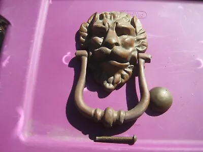 Vintage Heavy Brass Angry Lions Head Door Knocker • $35