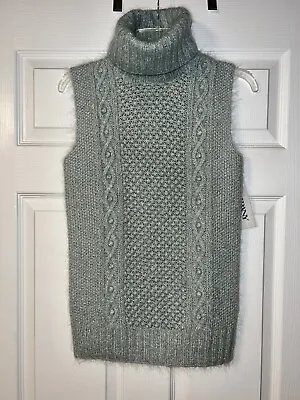 Ellen Tracy Company Mohair Nylon Metallic Sweater Sleeveless Turtleneck NWT $288 • $28.99