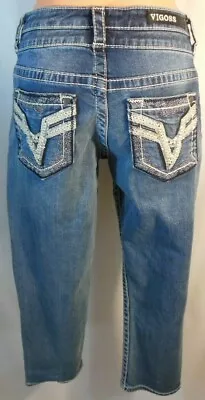 VIGOSS HERITAGE Fit Sequins Med Mid Open Pocket Capri Jean 26X23 Size 2  • $19.95